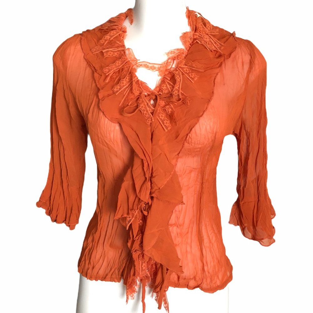 Shear blouse with front tie closure (HH-20)